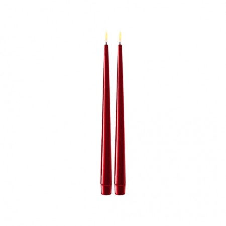 Deluxe Led Kronelys L28 Bordeaux 2-pakning