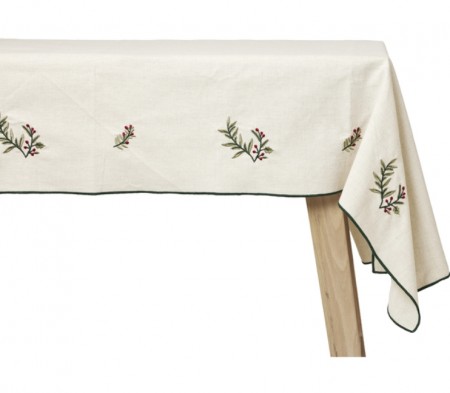 Holmen Carol - Duk m/Broderi Bomull 240x140cm Sand